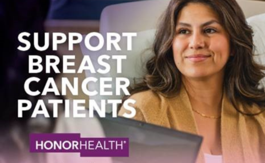 support breast cancer patients, honorhealth logo, women smiling