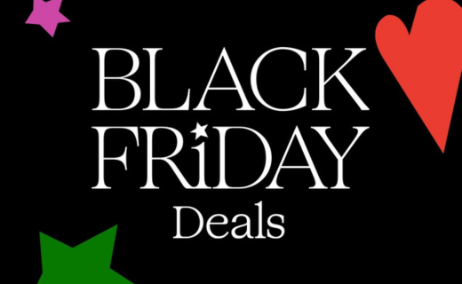 black friday deals text with hearts and stars