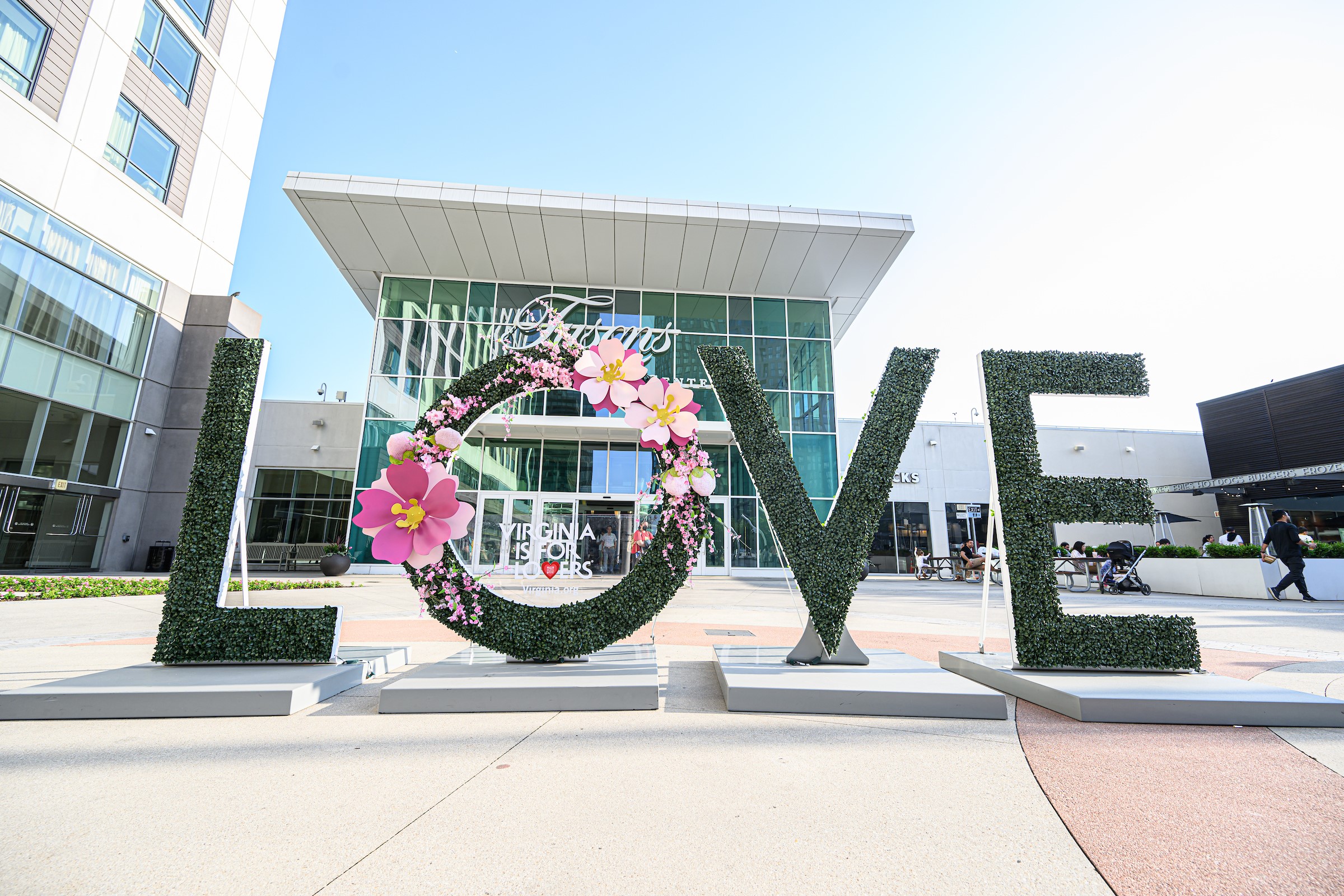 L-O-V-E sign with a spring floral decorated "O"