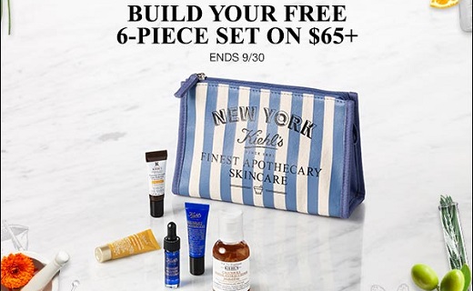 Cosmetic bag with Keihl's products around it