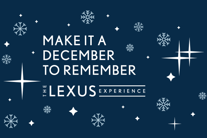 festive snowy background with a Lexus December to Remember call to action 
