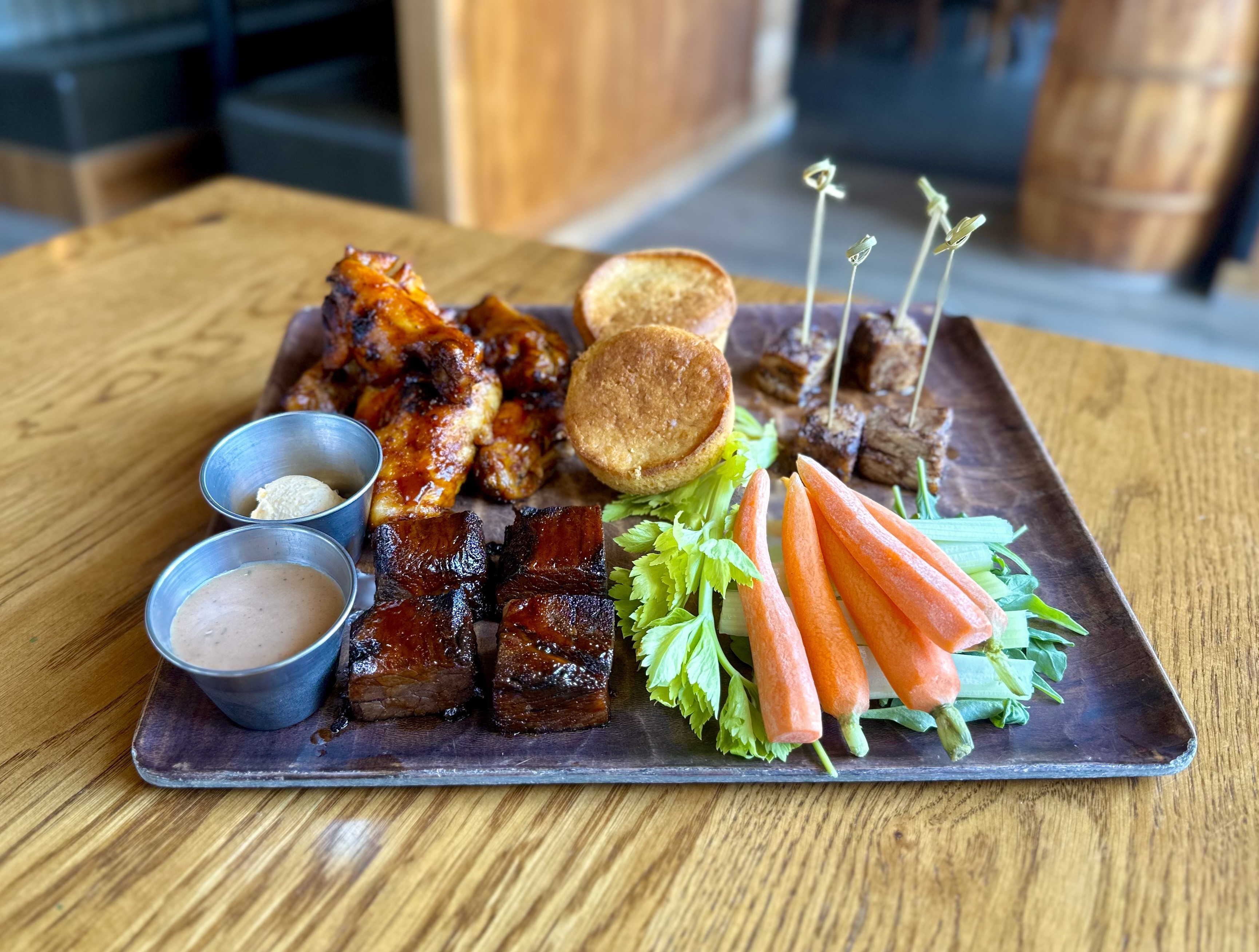 sampler plate of bbq favorites