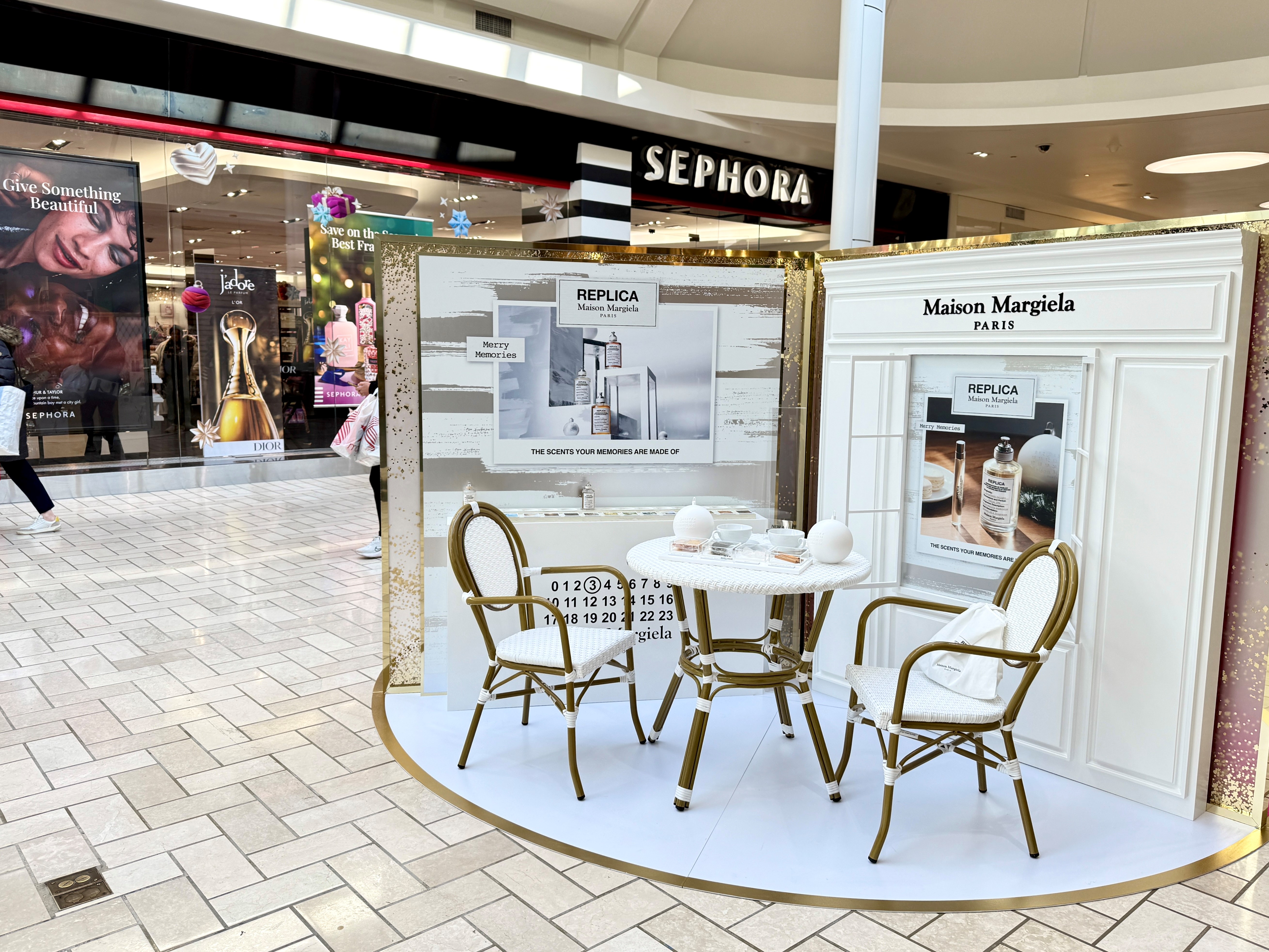 fragrance activation with bistro style seating 