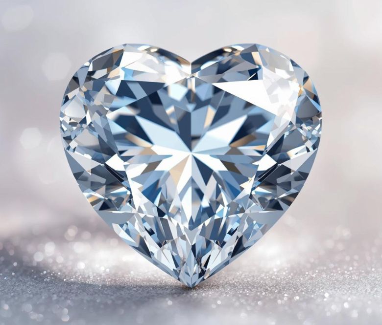 A sparkling diamond in the shape of a heart.