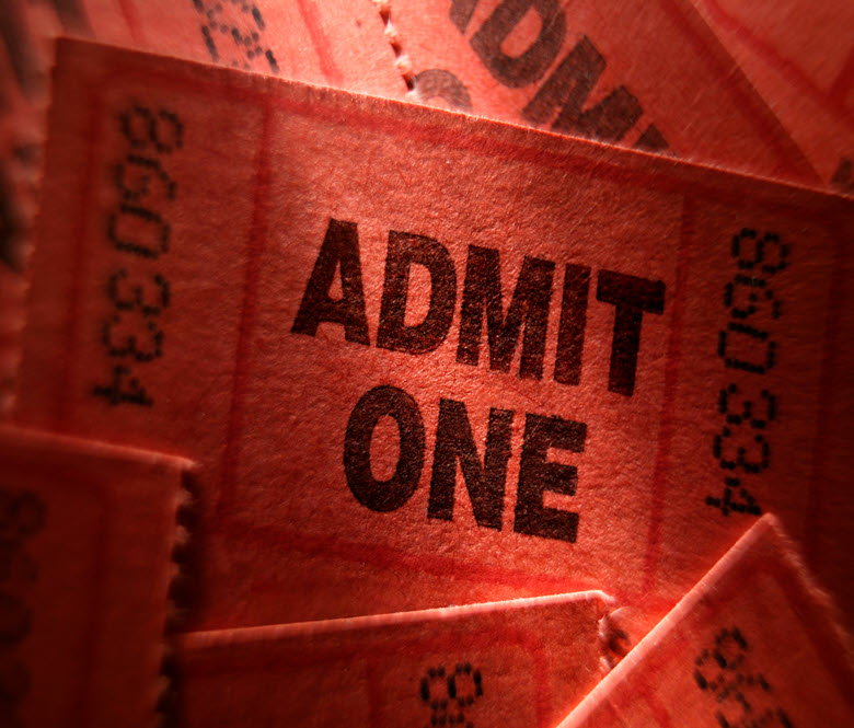A close up of a ticket to get into an event.