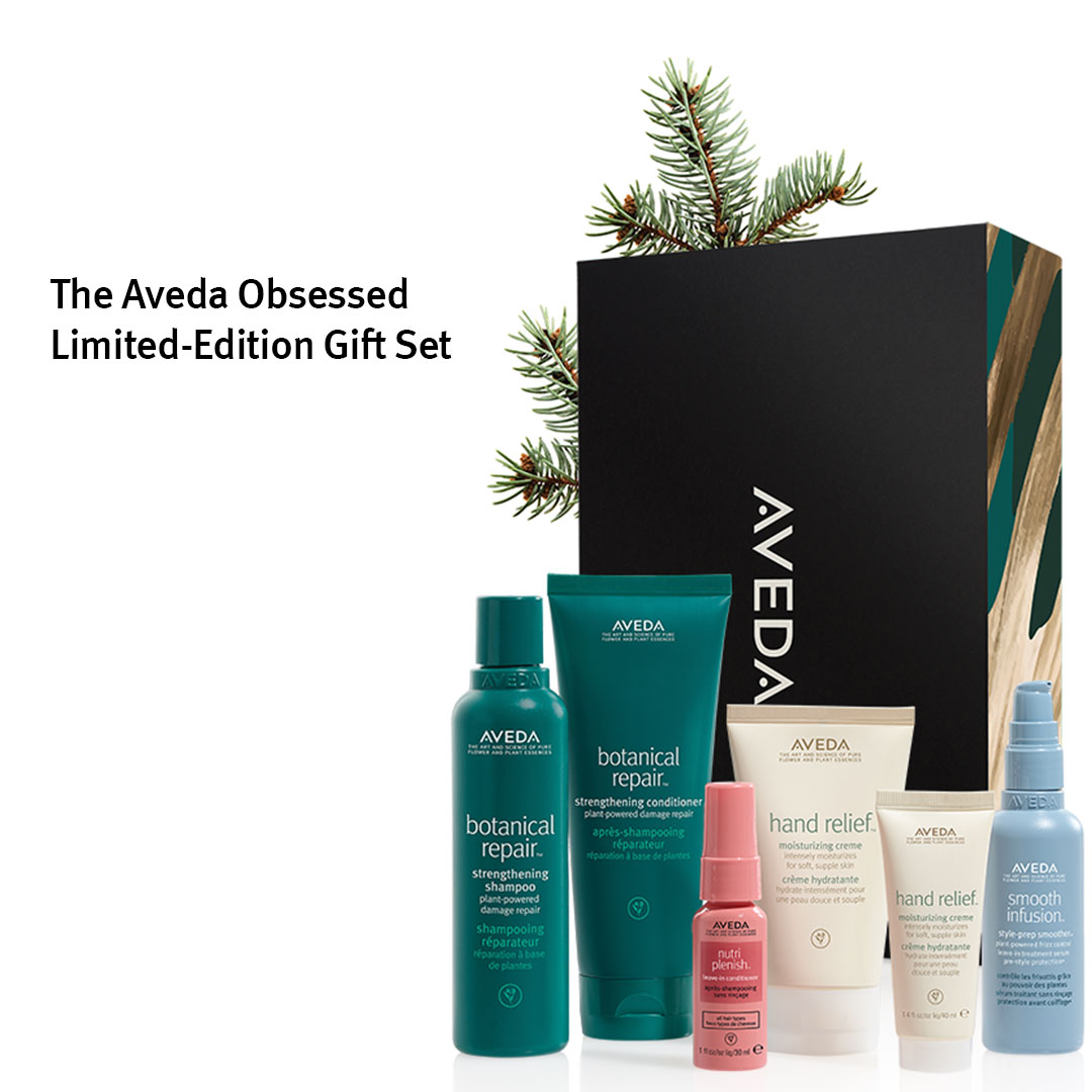Aveda's products promoting their holiday gift sets
