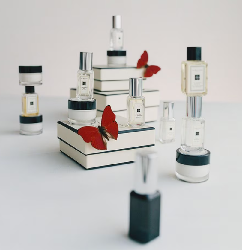 An array of Jo Malone products against a white backdrop 