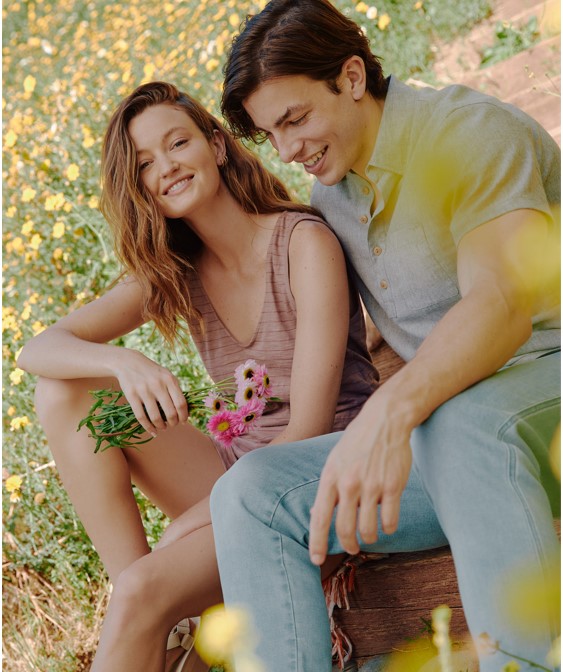 young man and woman wearing UpWest fashoins