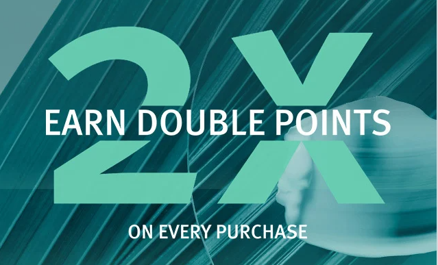A graphic image of the Aveda Doubld Points event with a large 2X on the front