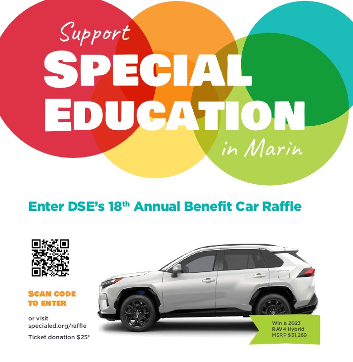Dedication for Special Education students flyer promoting their raffle drawing for a Toyota RAV4 Hybrid