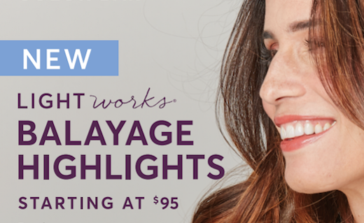 Image of flyer promoting Madison Reed's Light Works Balayage Highlights launch
