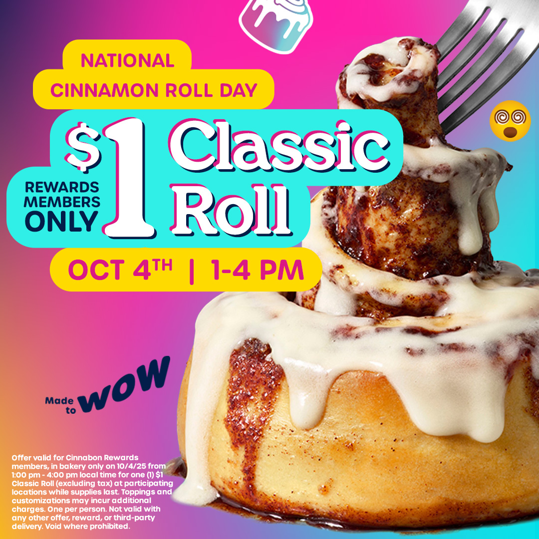 cinnabon $1 event graphic