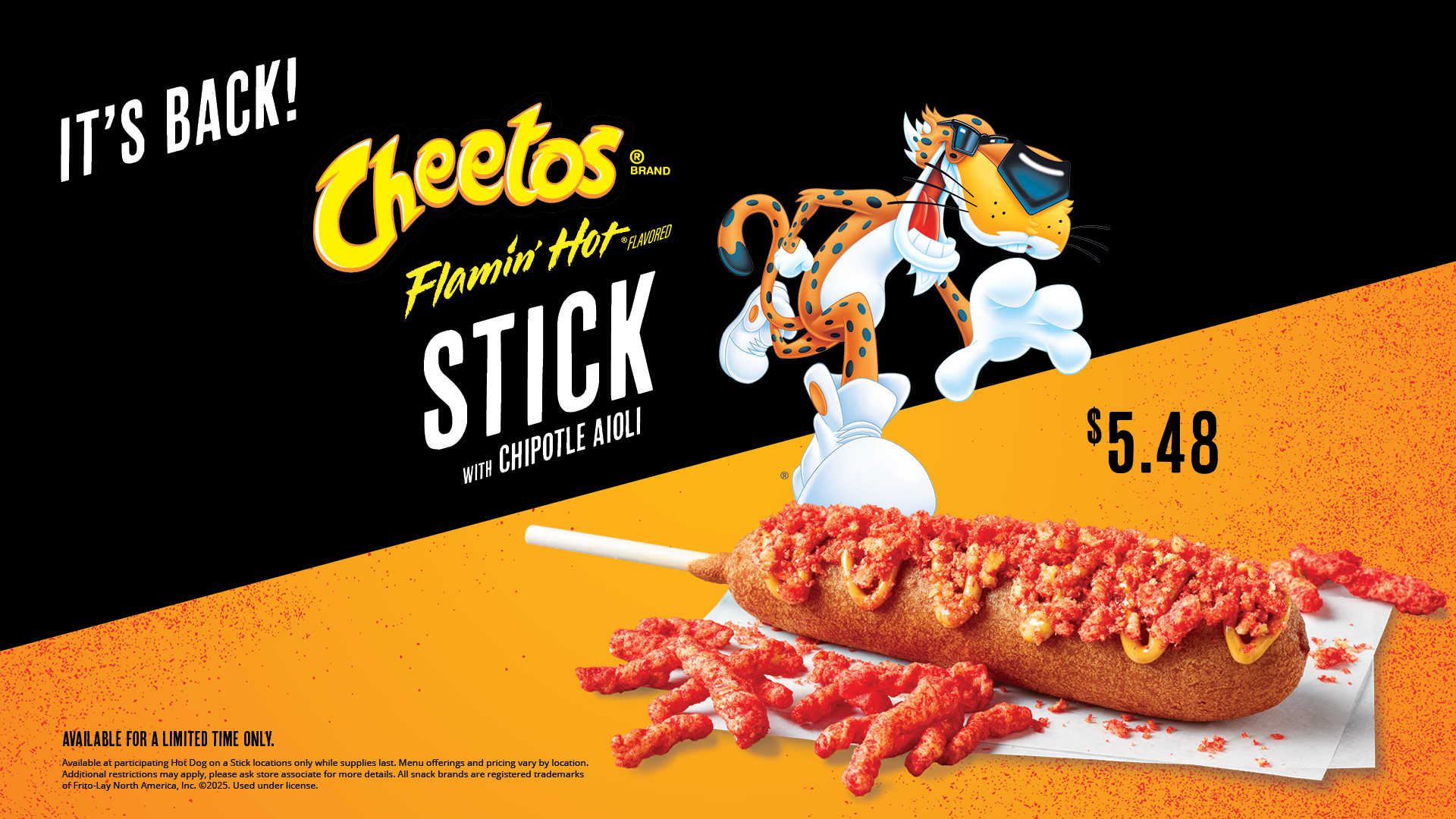 cheetos and hotdog on a stick