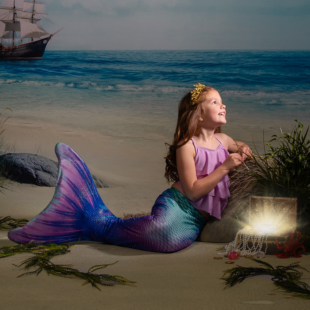 child dressed as a mermaid