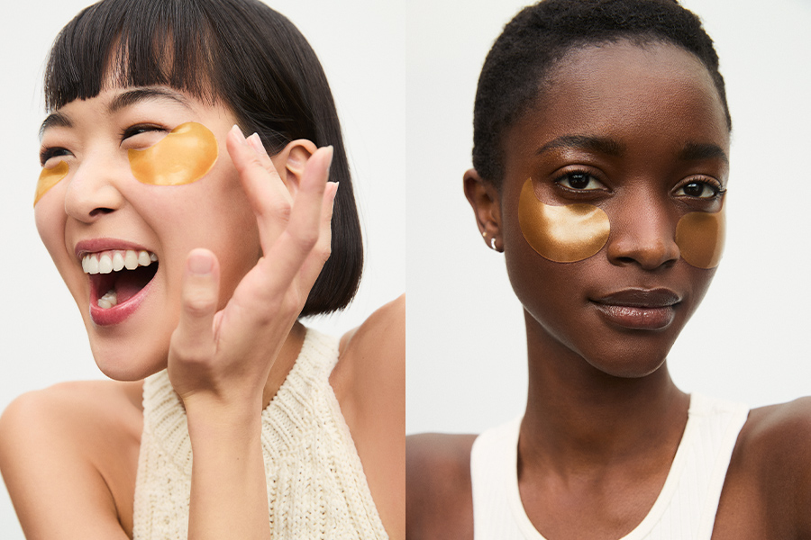 Two Women with antiwrinkle eyepatches on