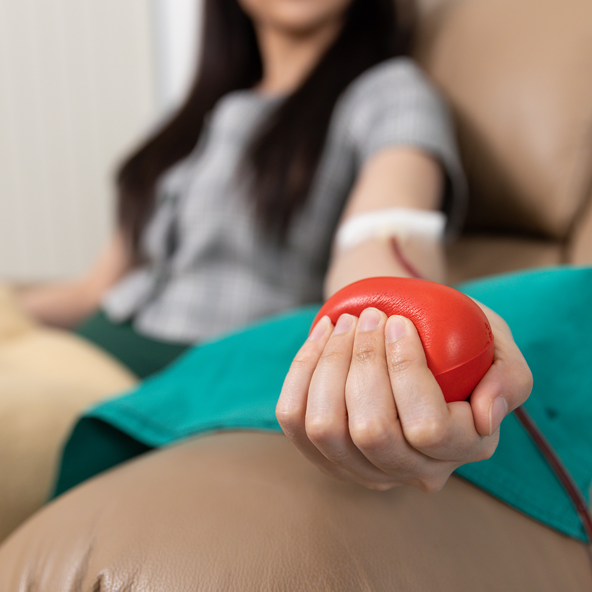 a woman giving blood