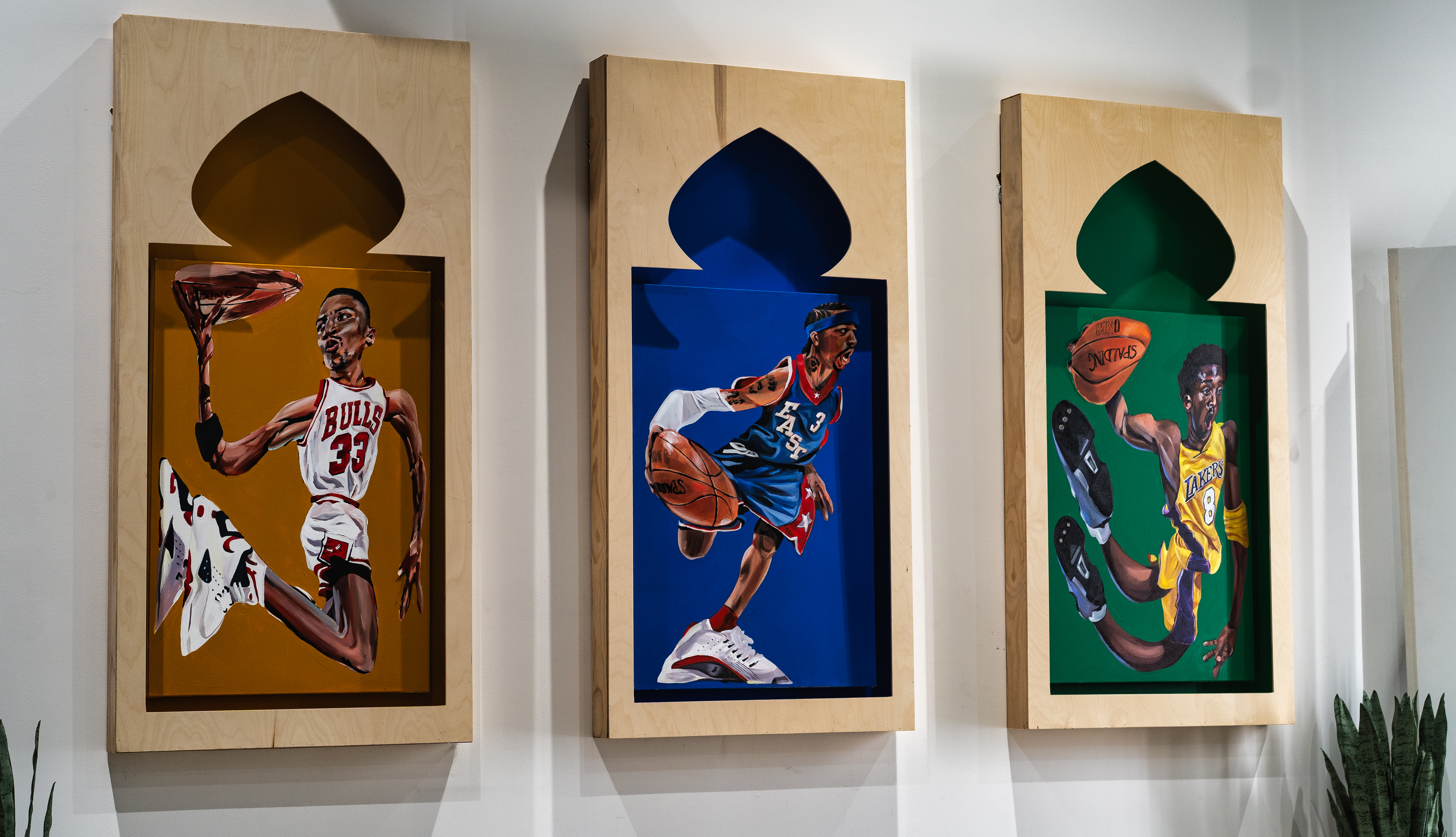 Three painting of Basketball Players