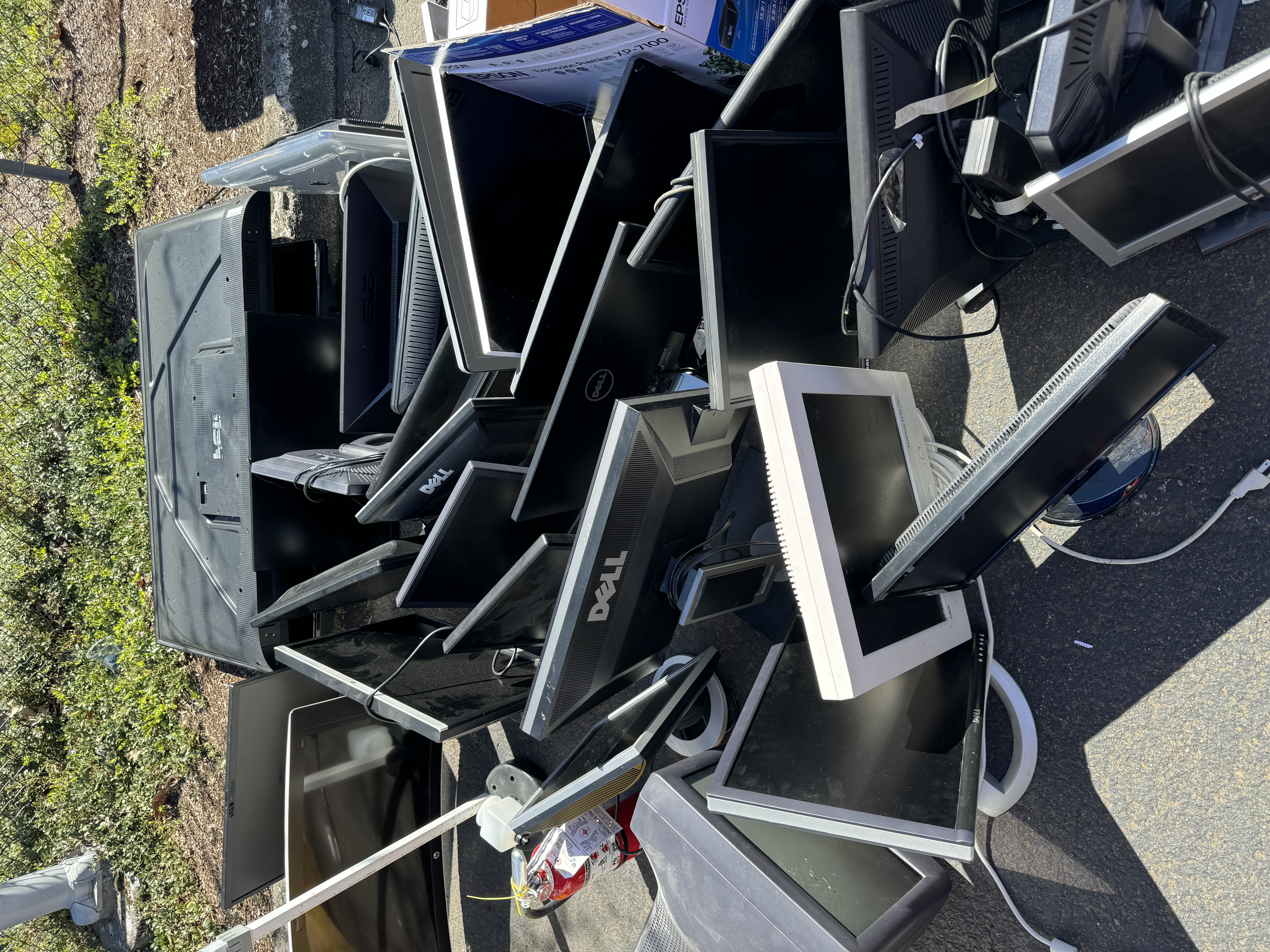 Bins of donated tech from Free Geek Collection event