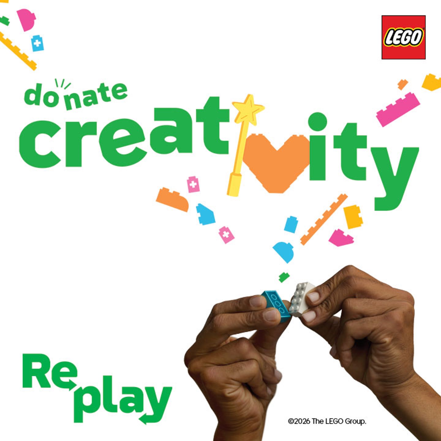 Donate creativity. Logo. Replay 