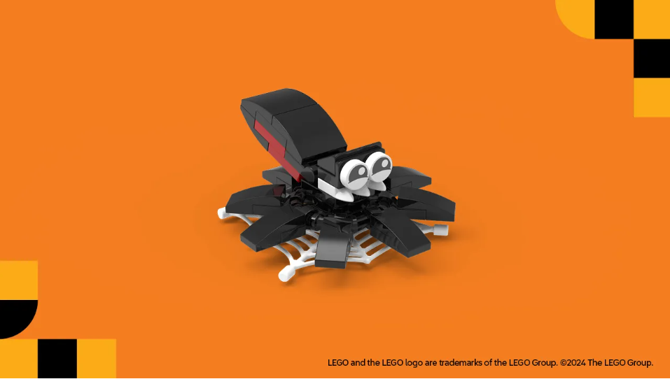 an image of a Halloween spider made out of Legos