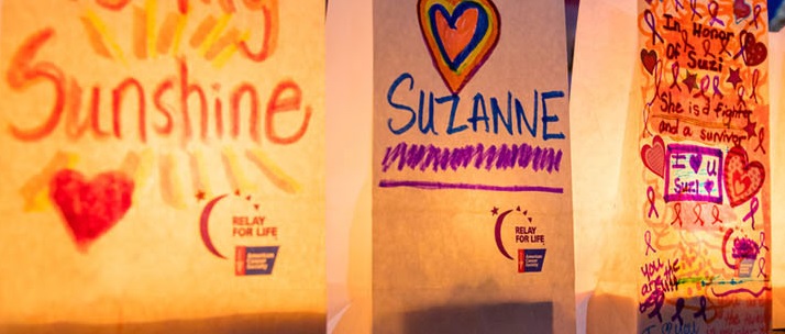 colored bags supporting cancer survivors
