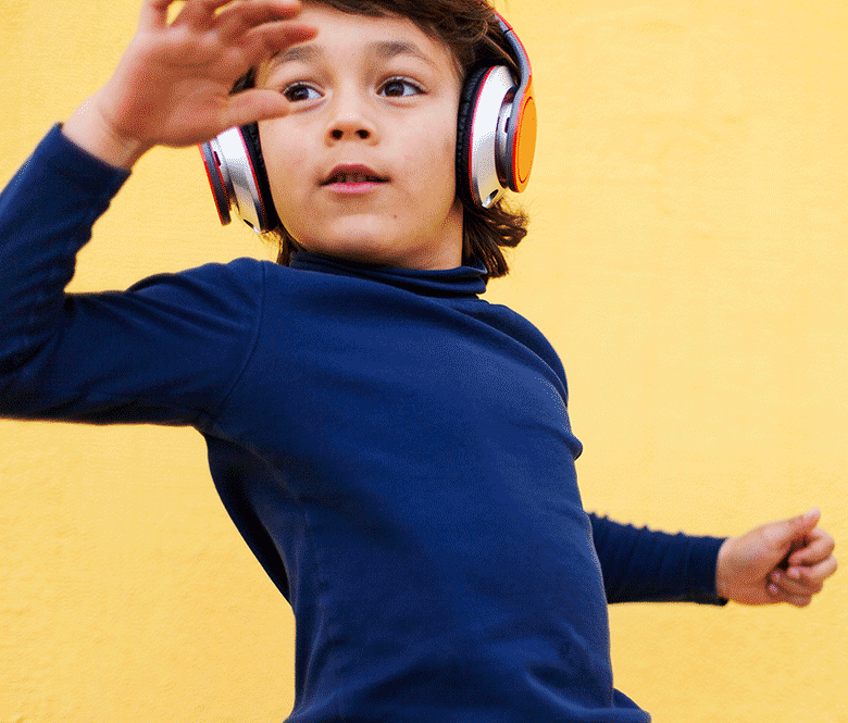 boy with headphones dancing