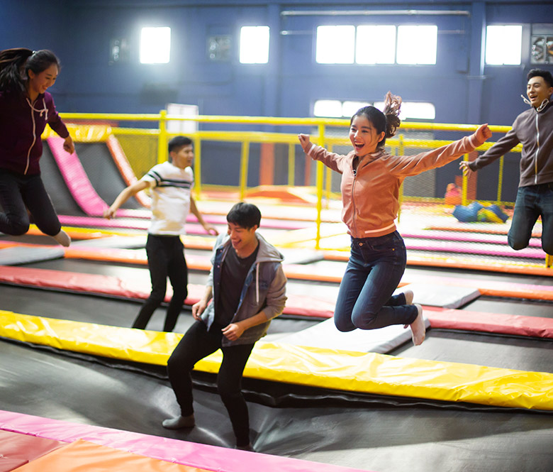 Friends at a trampoline park