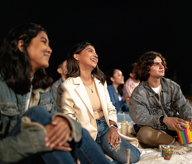 Friends at a movie night