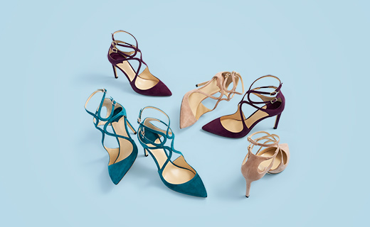 a variety of women's high heels displayed