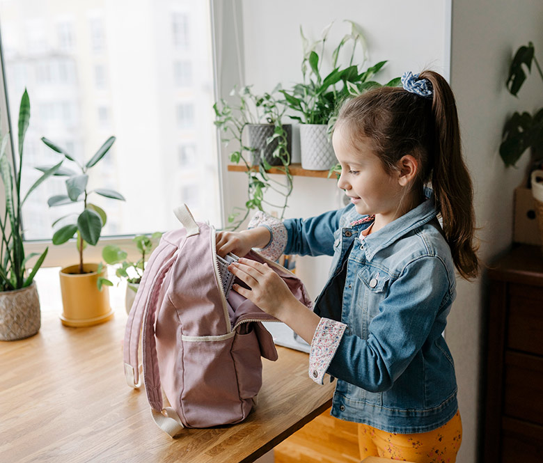 girl with backpack