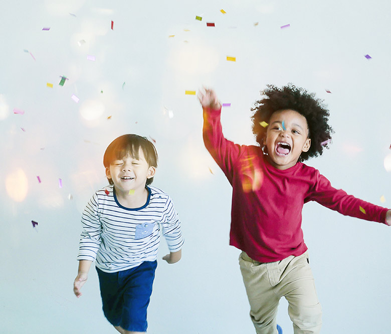kids with confetti