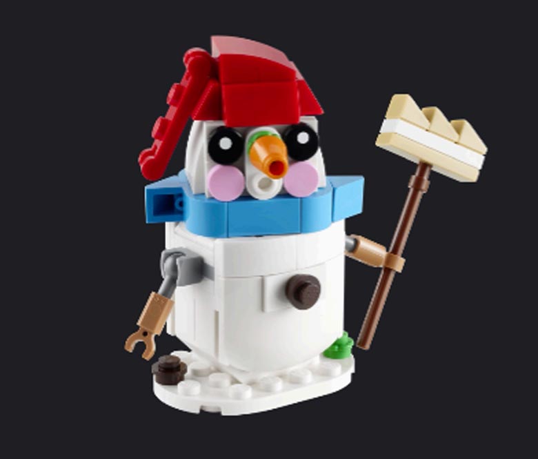 Decorated LEGO Snowman kit 