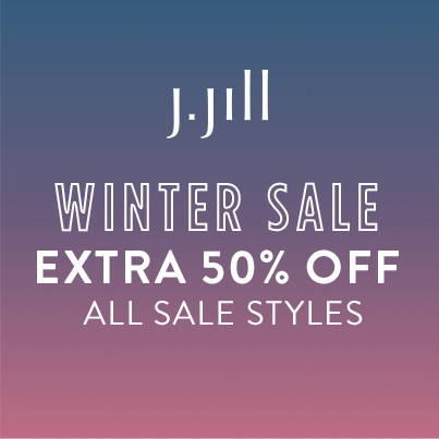 J. Jill logo. Winter sale extra 50% off all sale styles.