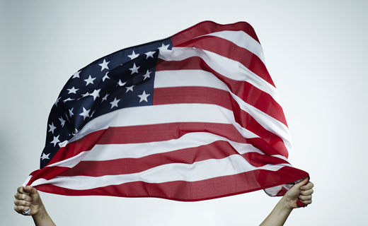 person holding american flag