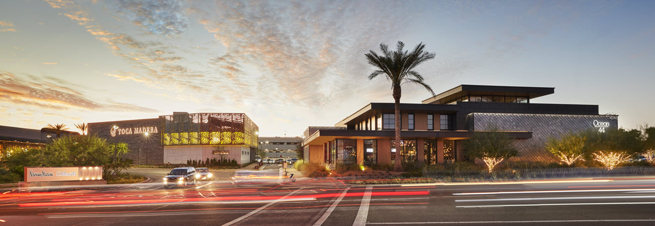 sunset over scottsdale fashion square with toca madera and ocean 44