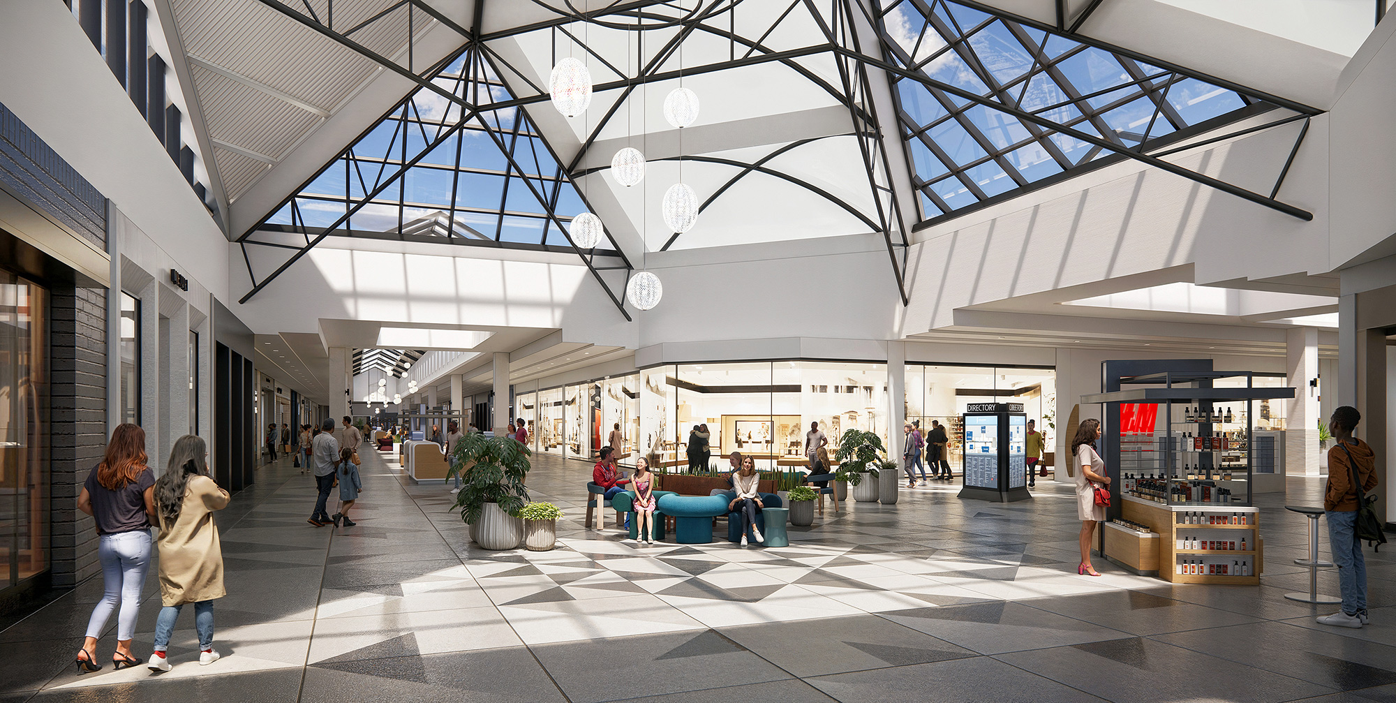 A rendering of a refreshed interior at Stonewood Center