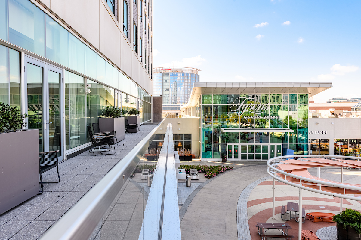 A balcony area at the Hyatt at Tysons Corner Center