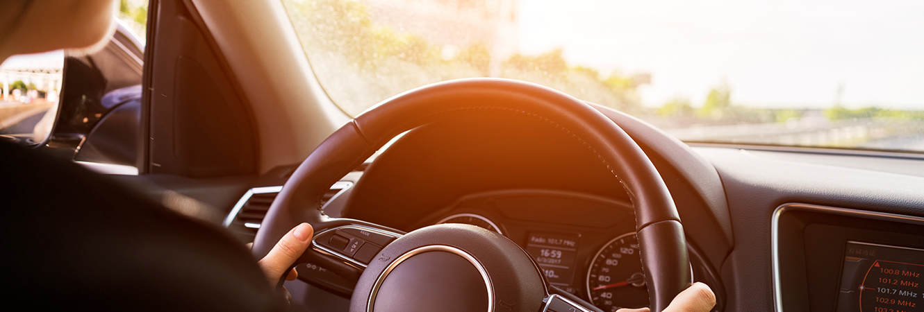 Person driving car