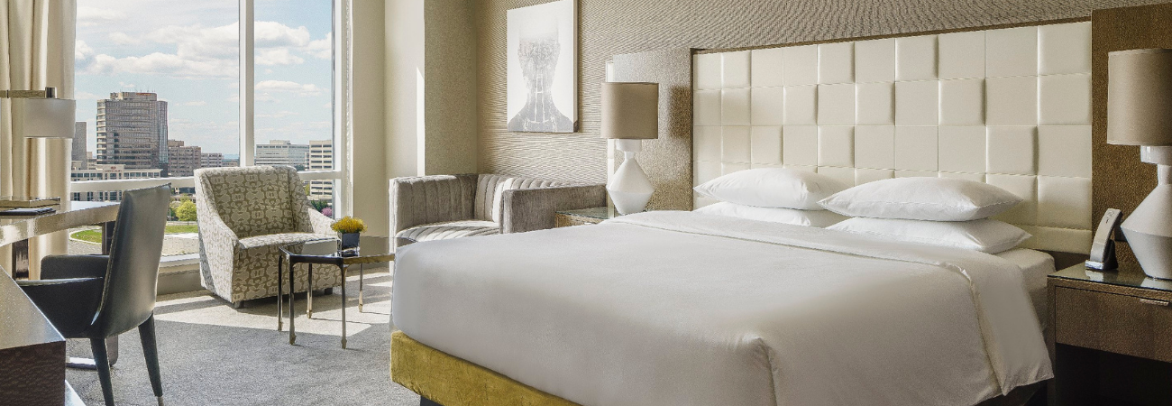 A sun-lit room at the Hyatt at Tysons Corner Center