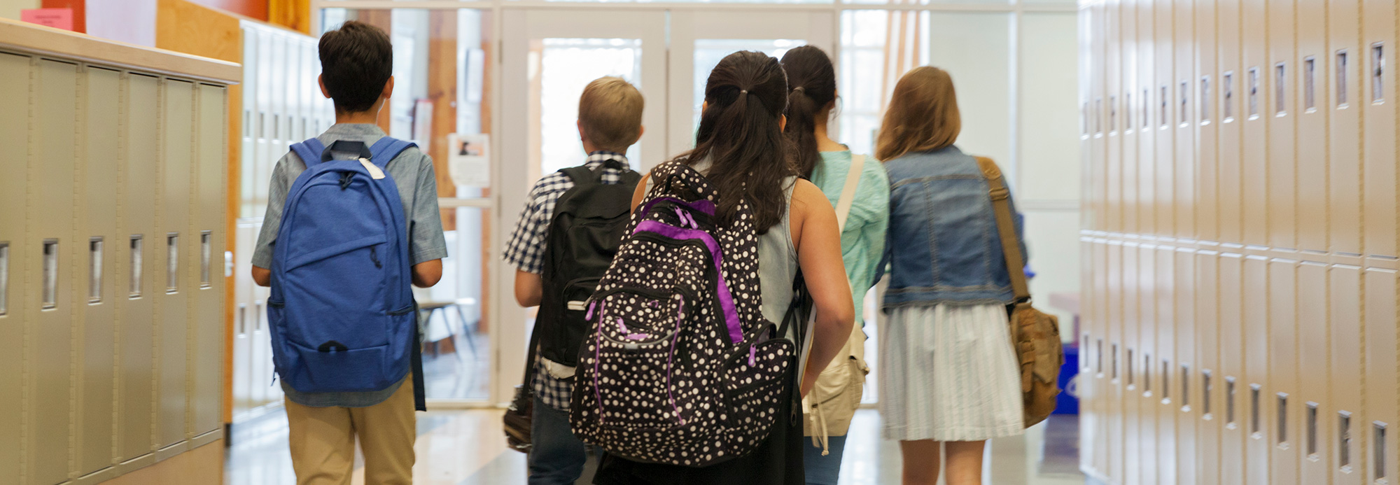 Children in a school hallway