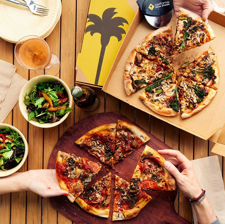 CPK takeout spread on table