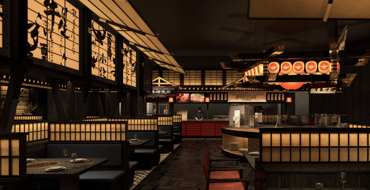 Rendering of an interior shot of Wagyu House 