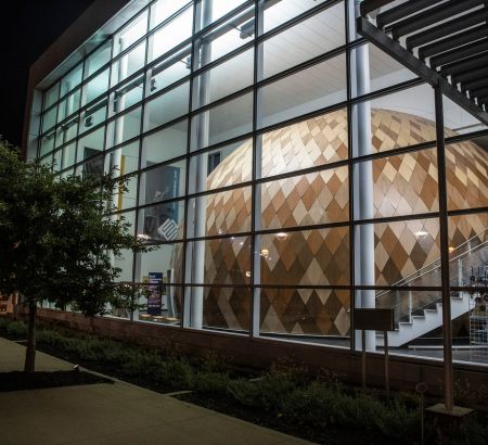 The Evansville Museum at Night. 