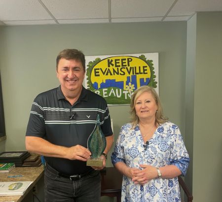 Awarding the Nonprofit of the Month Award for July to Keep Evansville Beautiful