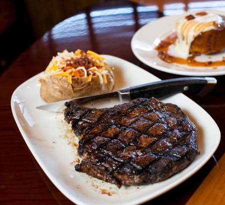 Longhorn Steakhouse - steak and twice baked potato