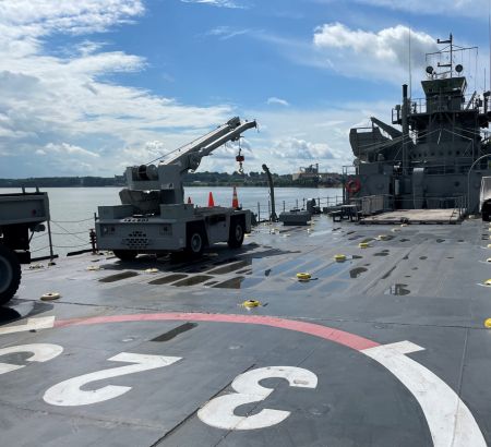 A photo from the deck of the LST