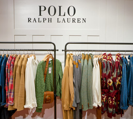 Clothing rack filled with Polo tops