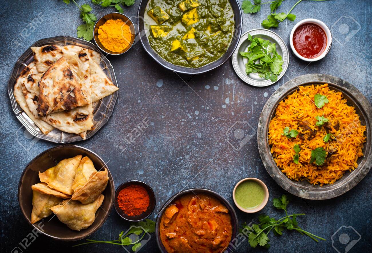 Selection of various Authentic Indian dishes