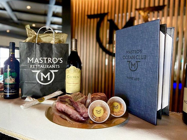 Mastro's takeout platter and menu