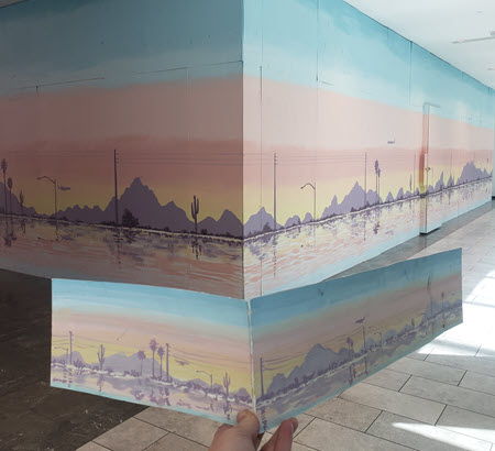 mural of a sunset over camelback mountain